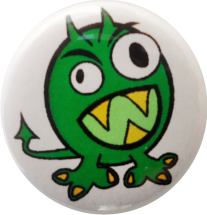 Monster Button grün große Augen